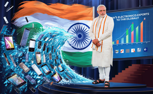 Modi praises India's electronics exports, which have risen to the third rank